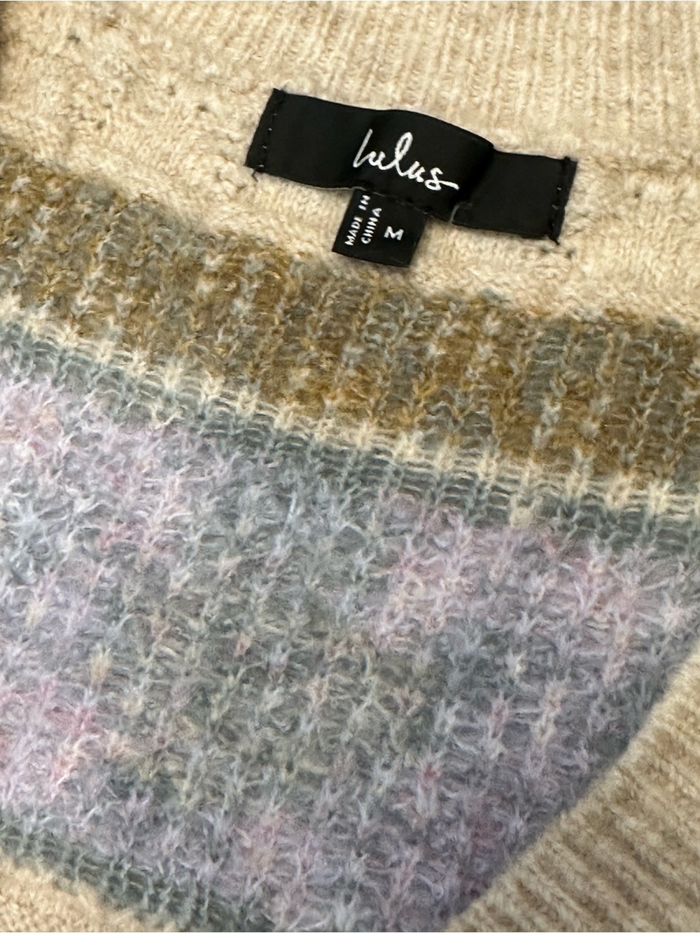 Lulus Floral Fair Isle Sweater Vest Women M Cream Cottagecore Boho Soft Knit - Picture 3 of 10